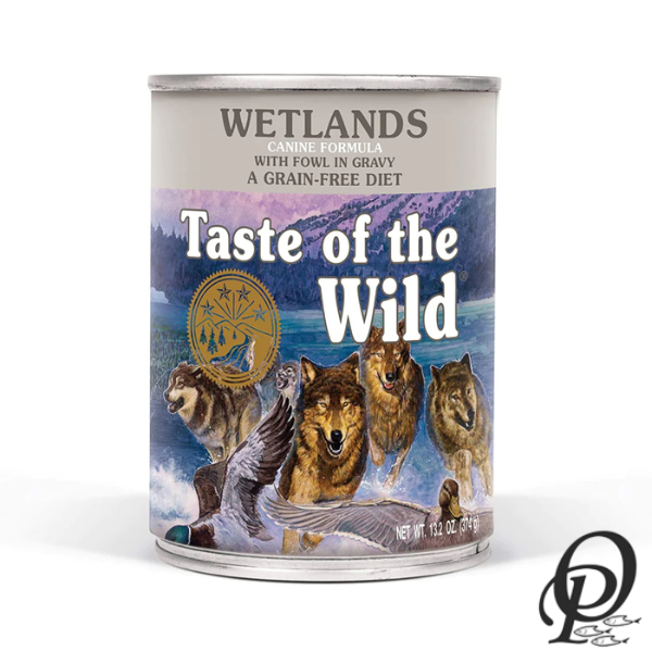 TASTE OF THE WILD WETLANDS – FÓRMULA HÚMEDA CON PATO, CODORNIZ ASADA Y PAVO AHUMADO (LATA 390 G)